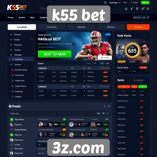 Interface do usuário do site k55 bet em destaque